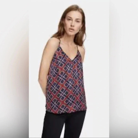 Scotch and Soda Amsterdams Blauw Red Blue Geometric Tile Racerback Top Size S - Picture 8 of 8